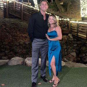 Satin Abercrombie Midi Dress with Slit